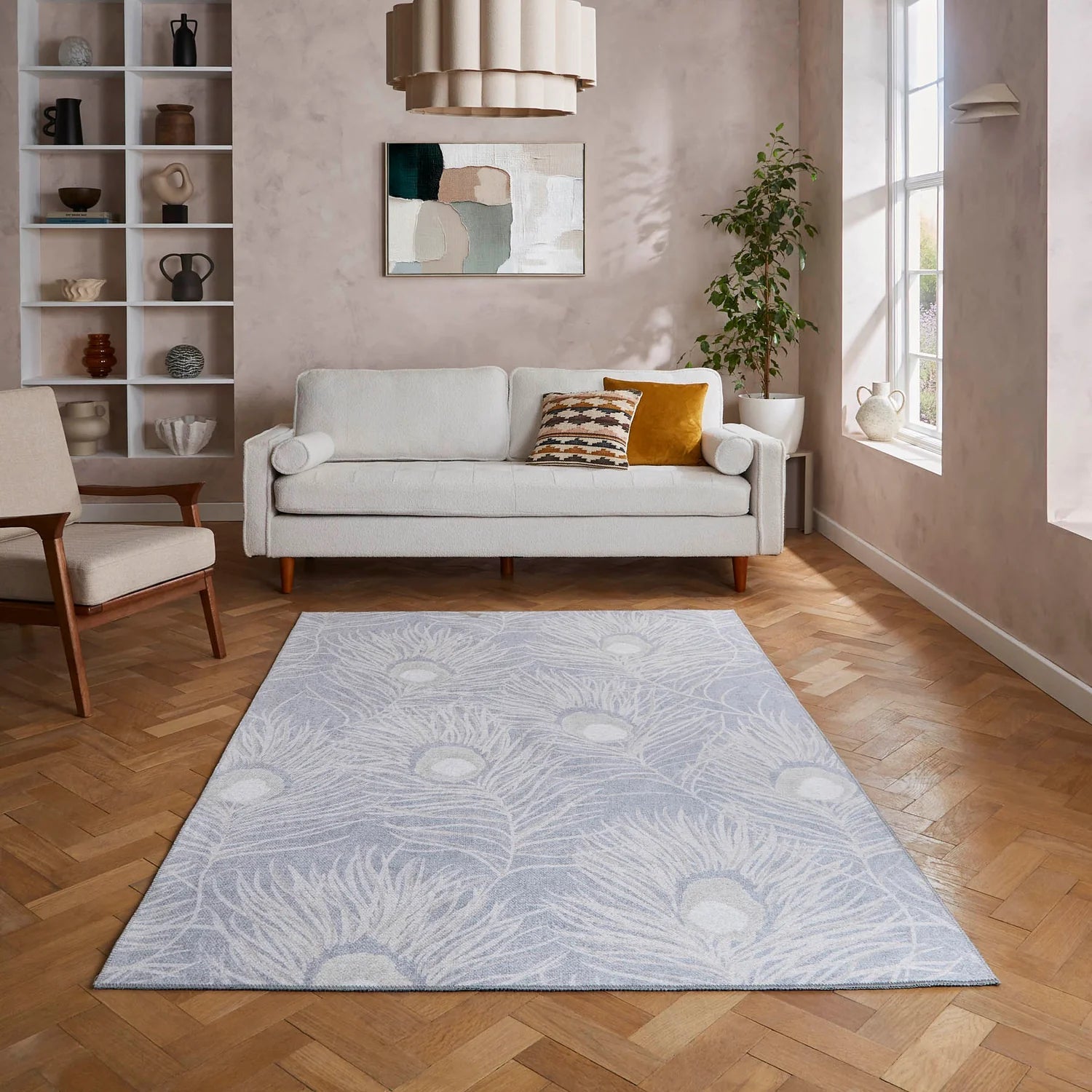 Harlequin Orlena Washable Rug, Powder Blue 76 x 150cm,120 x 170cm,152 x 230cm,185 x 290cm,61 x 230cm