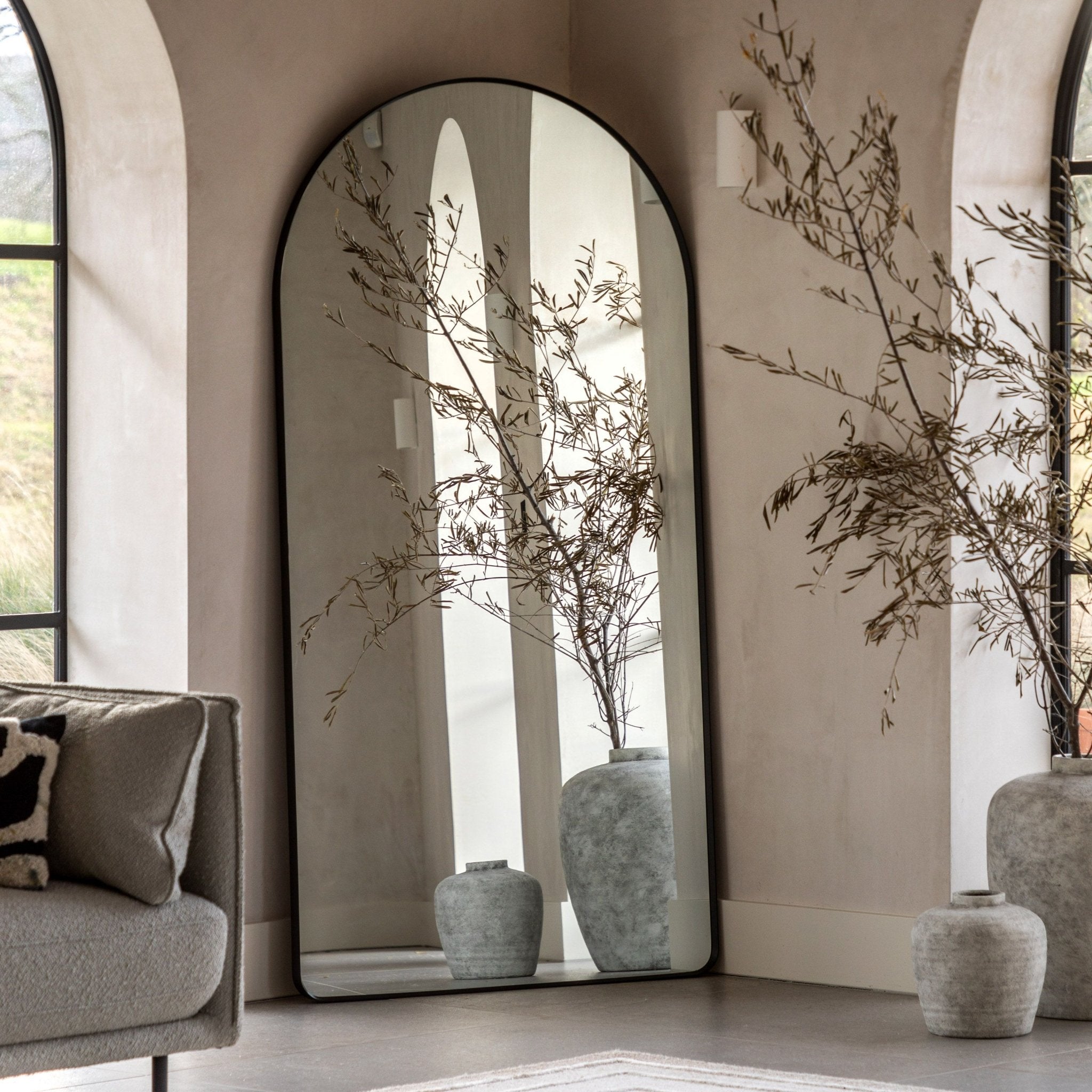 Holworth Large Arched Mirror, Black