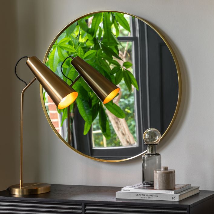 Holworth Large Round Mirror, Gold