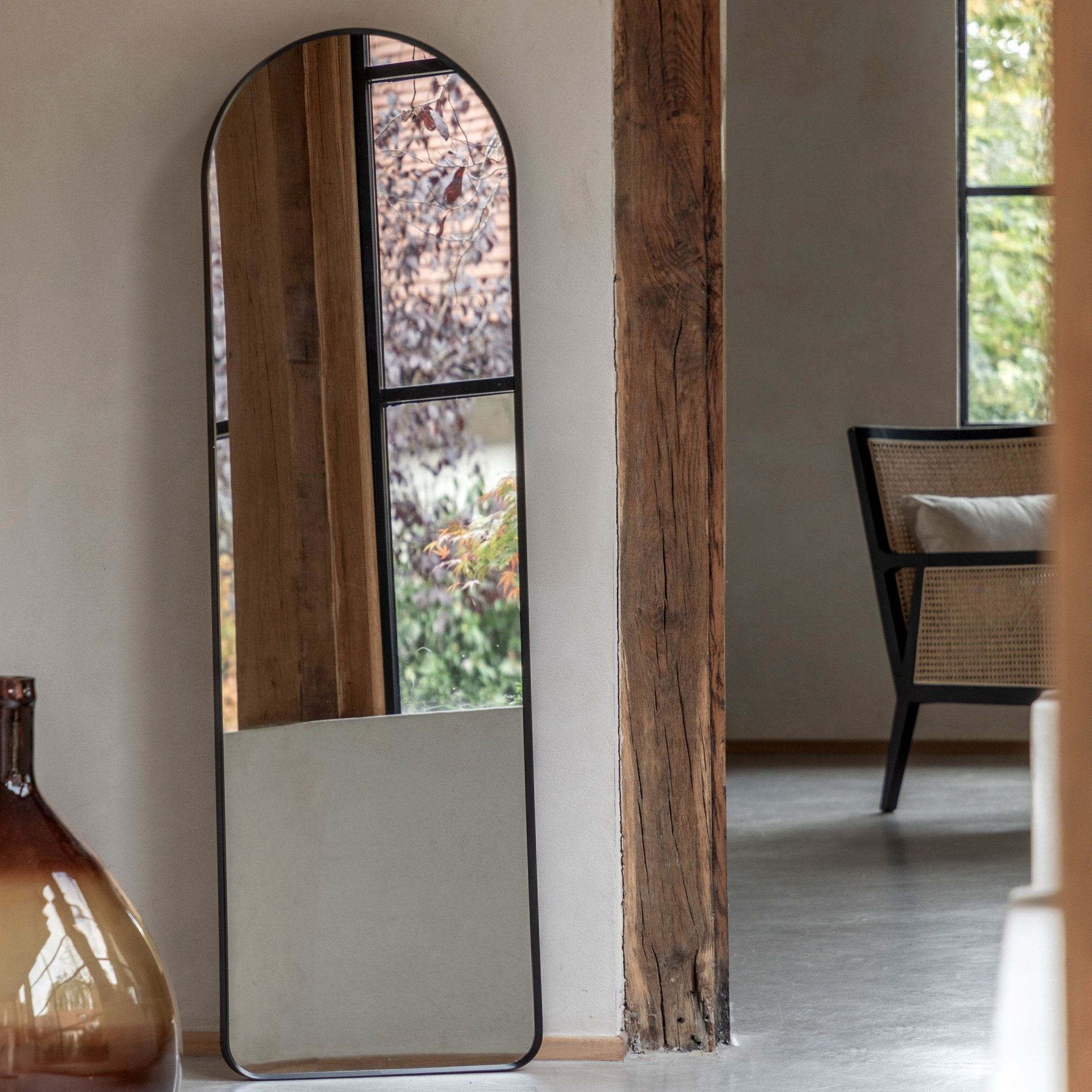 Holworth Narrow Arched Mirror, Black