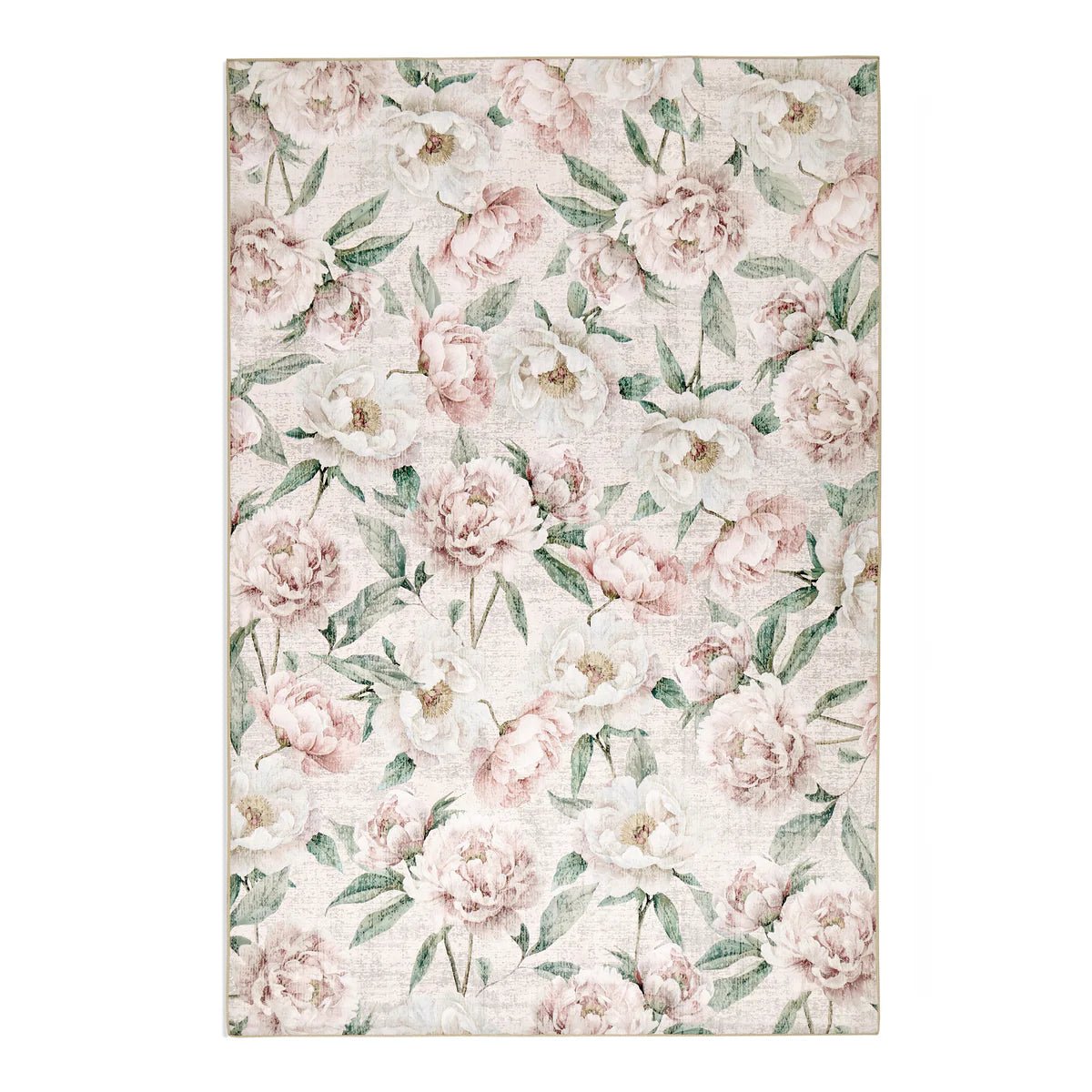 Hug Rug Eco-Washable Blooming Peonies Oyster Pink Rug 75 x 220cm,185 x 275cm,160 x 230cm,120 x 185cm