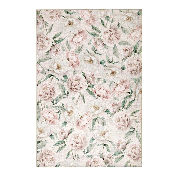 Hug Rug Eco-Washable Blooming Peonies Oyster Pink Rug 75 x 220cm,185 x 275cm,160 x 230cm,120 x 185cm