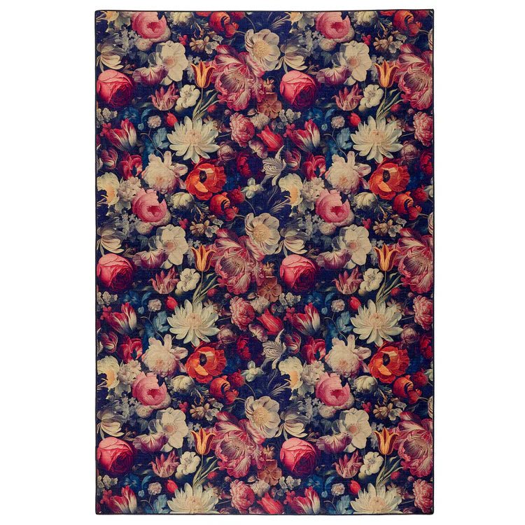 Hug Rug Eco-Washable Dark Florals Rug 120 x 185cm,160 x 230cm,185 x 275cm,75 x 220cm runner,75 x 300cm runner