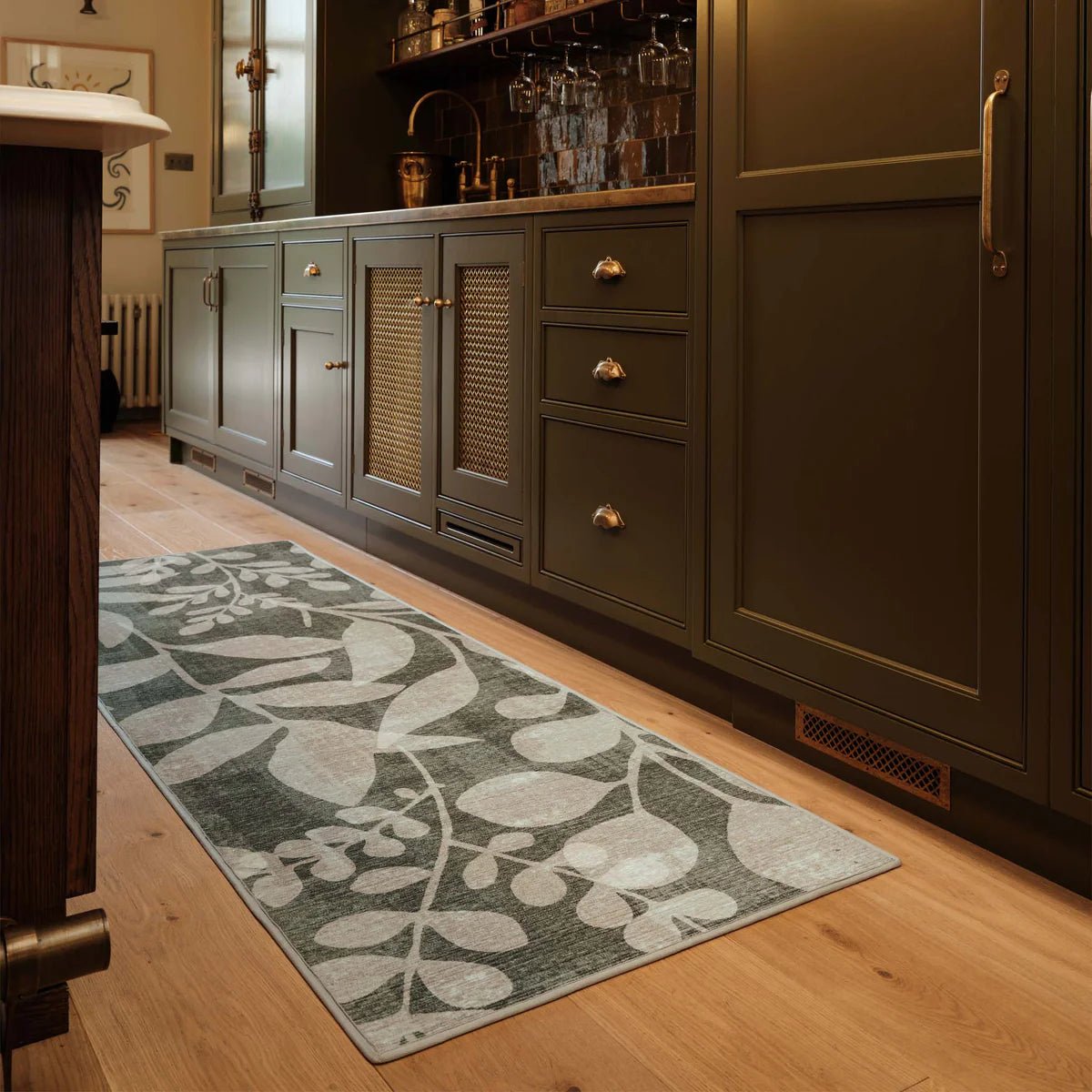 Hug Rug Eco-Washable Eden Leaves Green Rug 120 x 185cm,160 x 230cm,185 x 275cm,75 x 220cm runner