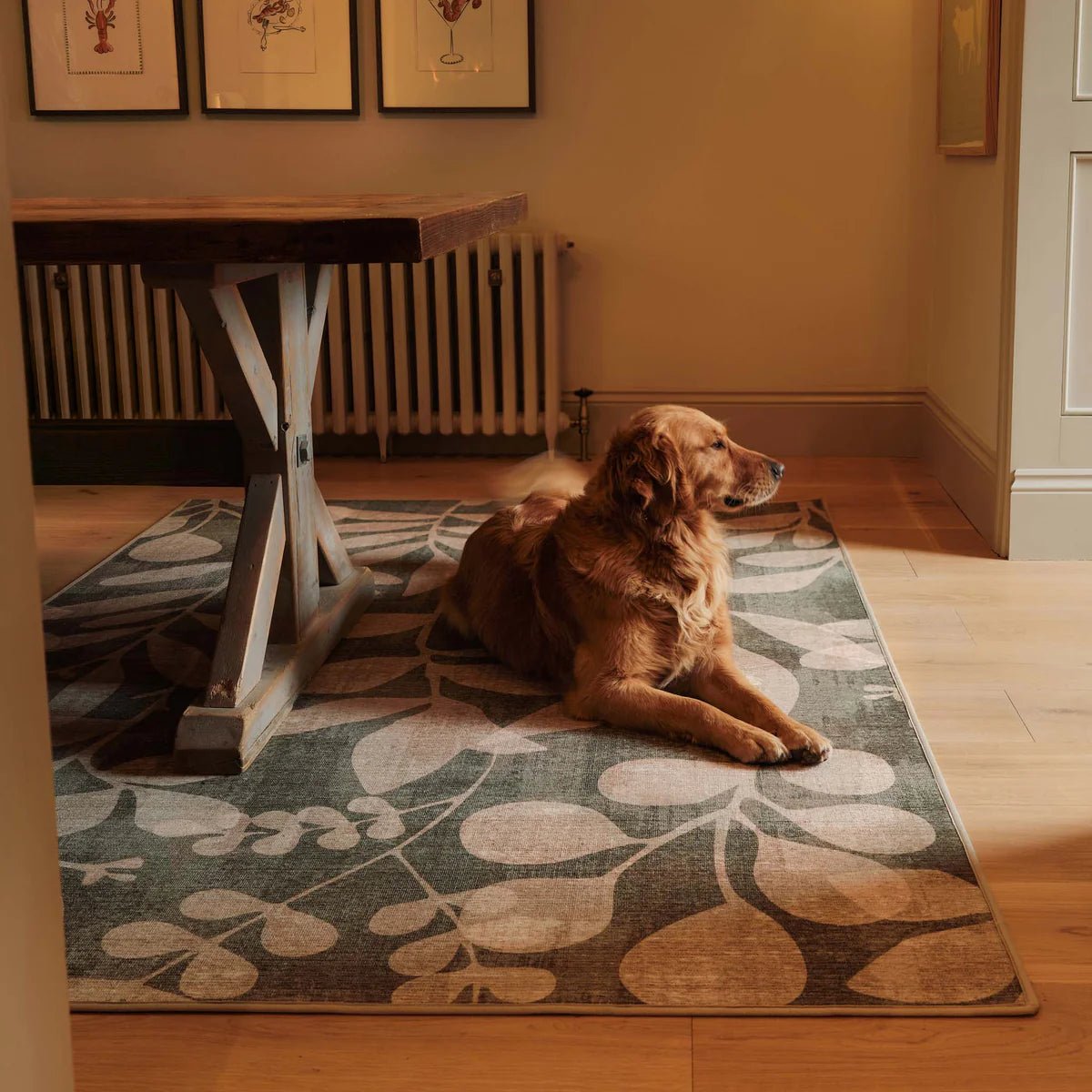 Hug Rug Eco-Washable Eden Leaves Green Rug 120 x 185cm,160 x 230cm,185 x 275cm,75 x 220cm runner