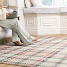 Hug Rug Eco-Washable Isla Plaid Pink Rug 75 x 220cm,185 x 275cm,160 x 230cm,120 x 185cm