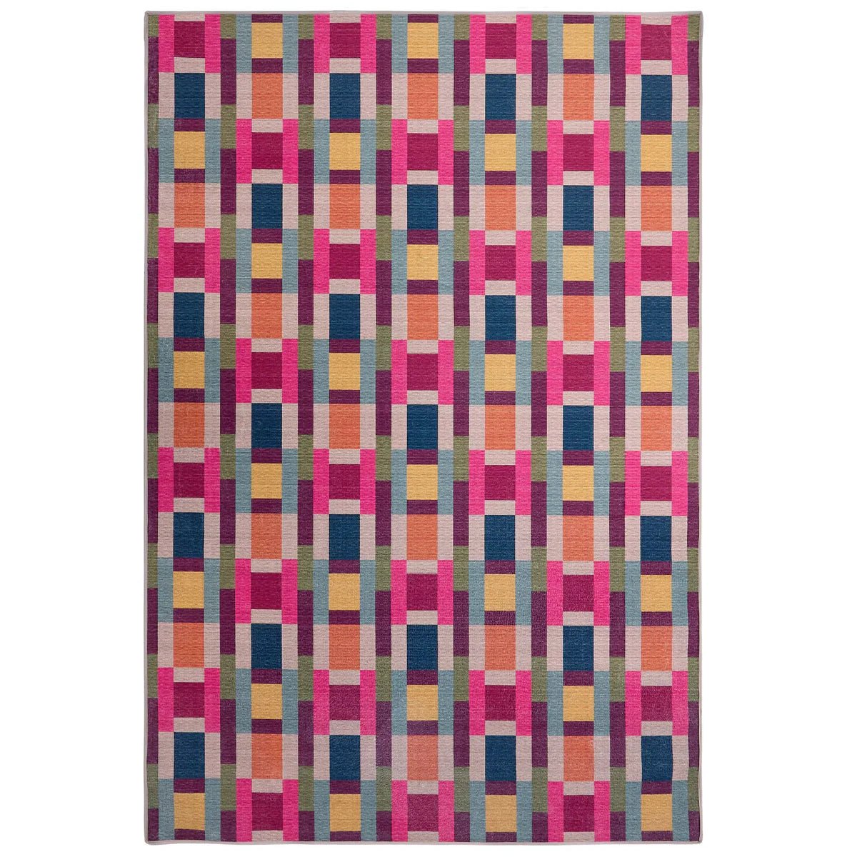 Hug Rug Eco-Washable Jude Geo Weave Bright Rug 75 x 220cm,185 x 275cm,160 x 230cm,120 x 185cm