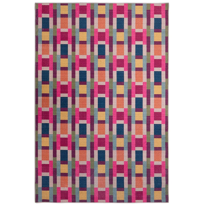 Hug Rug Eco-Washable Jude Geo Weave Bright Rug 75 x 220cm,185 x 275cm,160 x 230cm,120 x 185cm