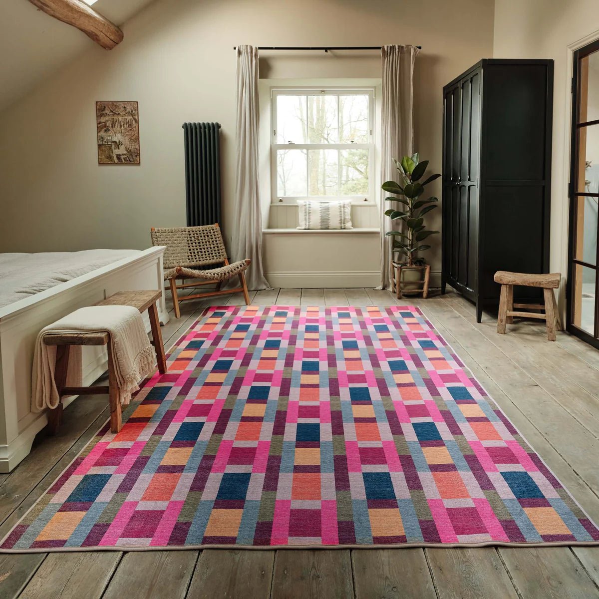 Hug Rug Eco-Washable Jude Geo Weave Bright Rug 75 x 220cm,185 x 275cm,160 x 230cm,120 x 185cm