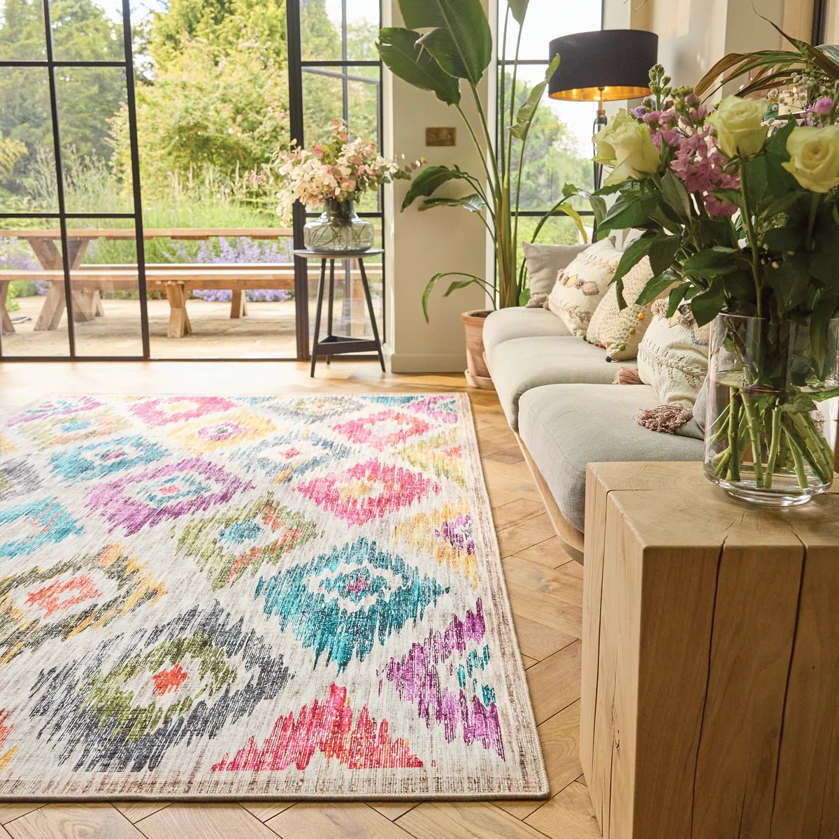 Hug Rug Eco-Washable Painted Ikat Rug 120 x 185cm,160 x 230cm,185 x 275cm,75 x 220cm