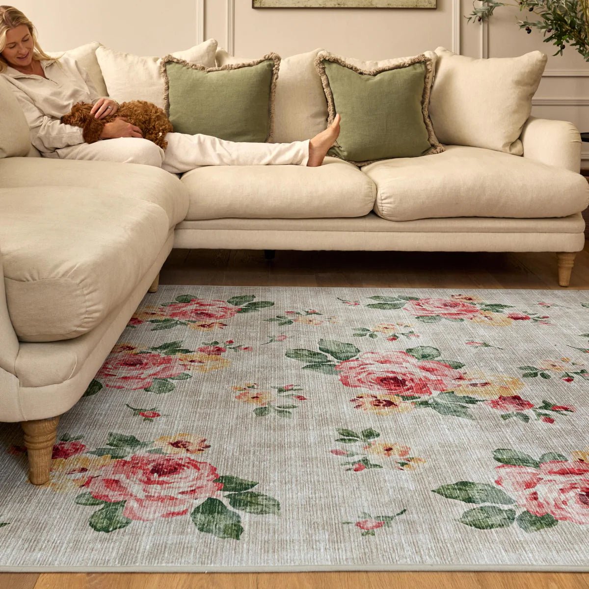 Hug Rug Eco-Washable Vintage Rose 75 x 220cm,120 x 185cm,160 x 230cm,185 x 275cm