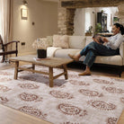 Hug Rug Eco-Washable Woodblock Paisley Rust 75 x 220cm,120 x 185cm,160 x 230cm,185 x 275cm