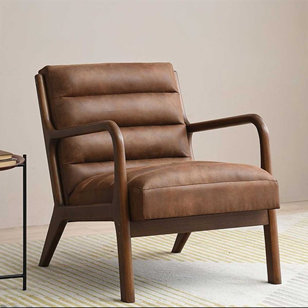 Inca Armchair Faux Brown Leather,Olive Fabric,Wine Fabric