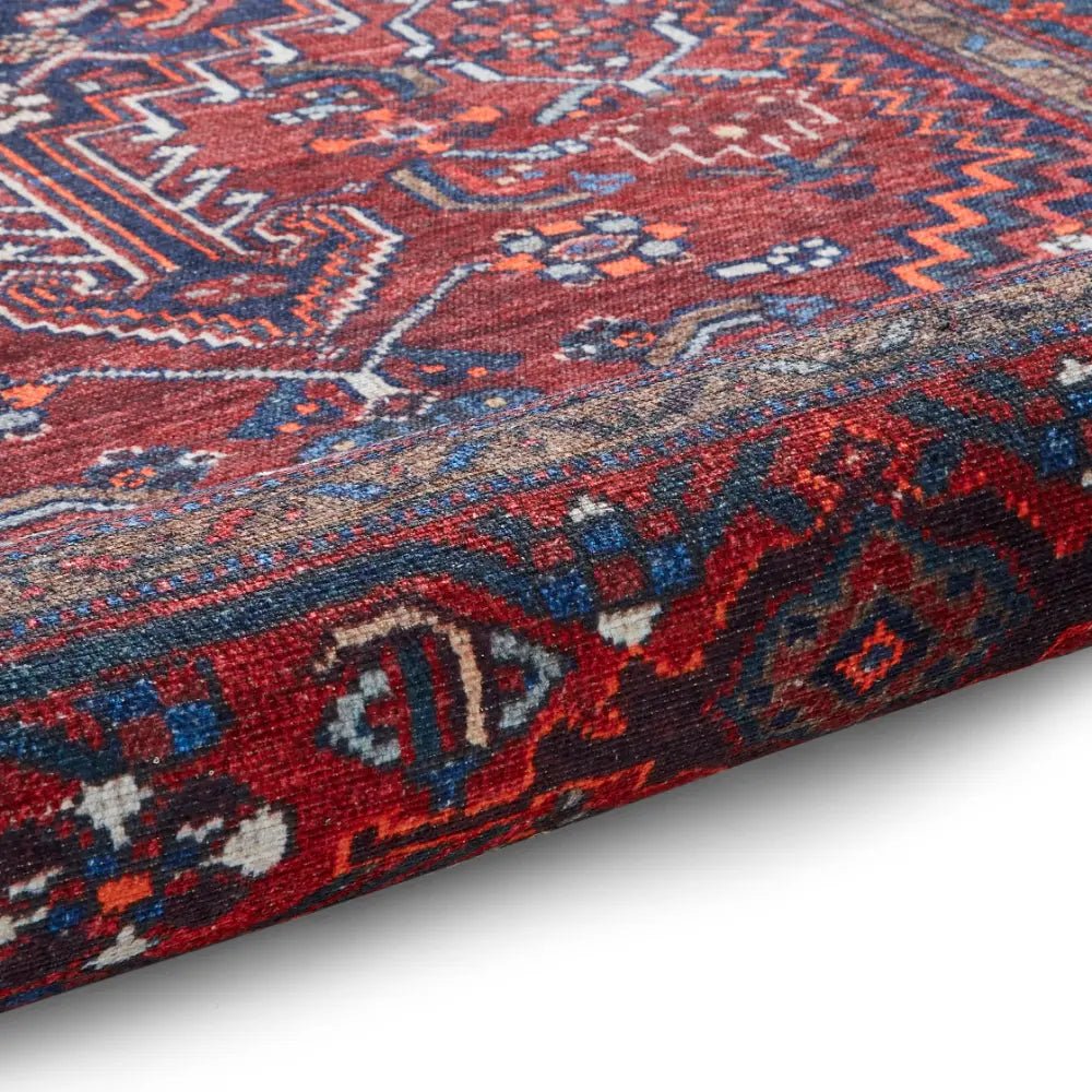 Kashmar Washable Rug, Dark Red 60 x 230cm runner,127 x 170cm,152 x 230cm,190 x 290cm