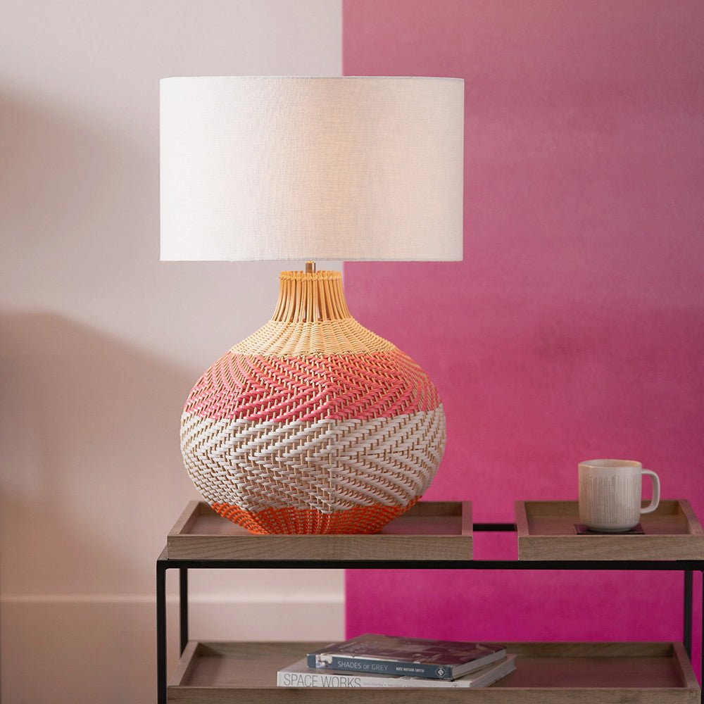 Large Brera Rattan Table Lamp, Pimento