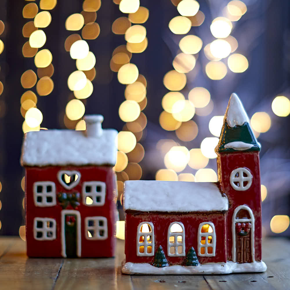 Large Christmas Church Tea-light Holder