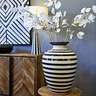 Large Monochrome Stripe Ceramic Vase