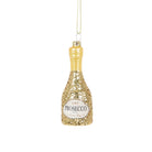 Lets Celebrate Glitter Prosecco Bottle Shaped Bauble - Angela Reed - Christmas Decorations