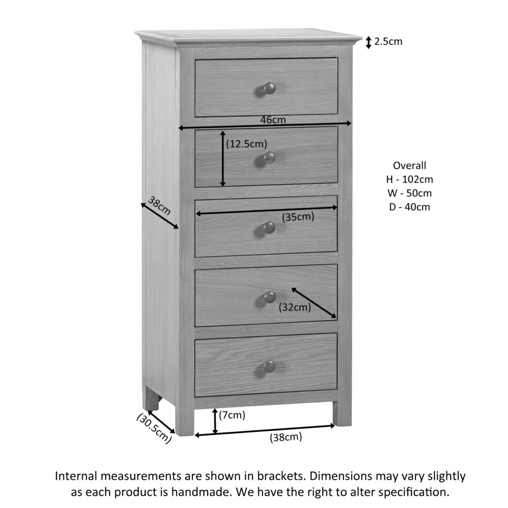 Malmo 5 Drawer Tall Chest