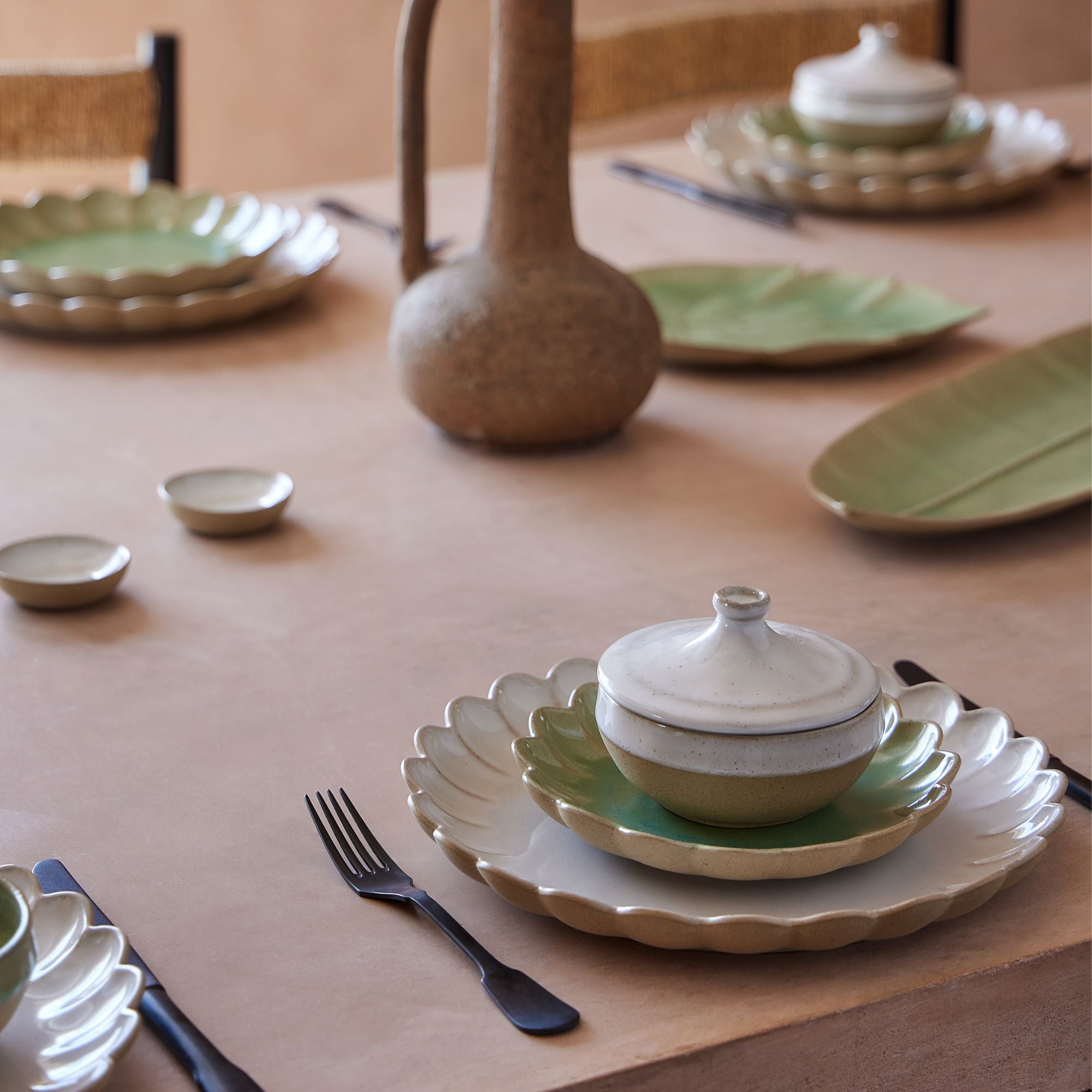 Marrakesh Dinner Plate Eucalyptus,Blanc