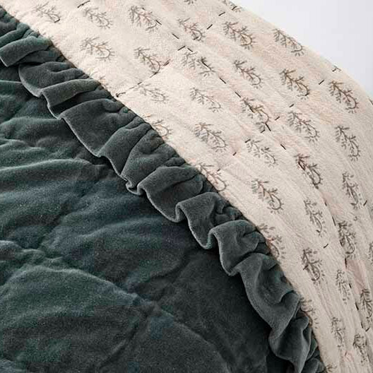 Matilda Velvet Ruffle Bedspread, Teal