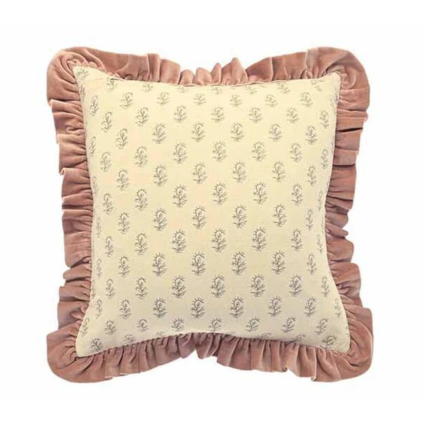 Matilda Velvet Ruffle Cushion, Rosewood
