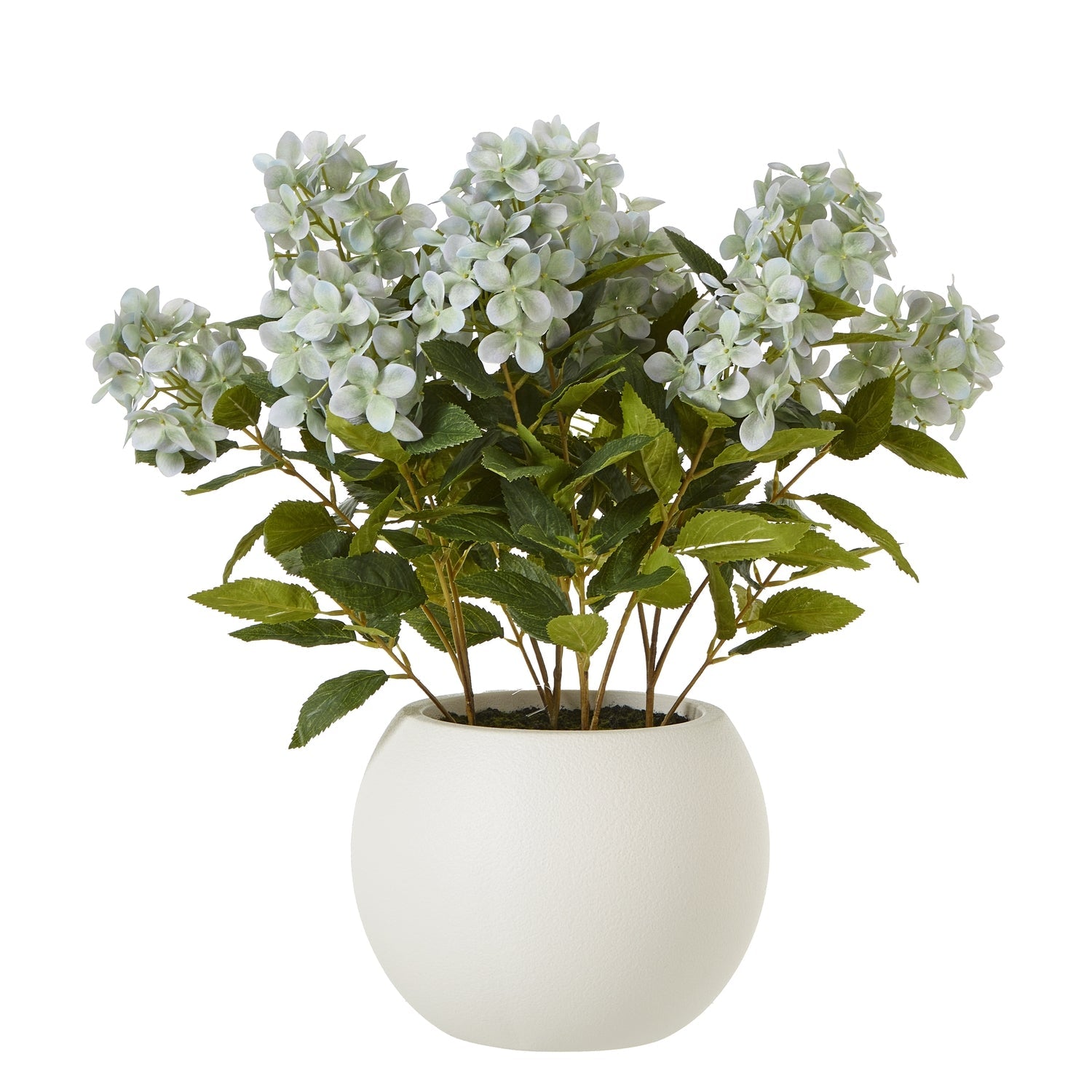 Medium Faux Green Hydrangea Plant In Pot