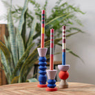 Mixed Set of Variable Bold Stripe Eco Dinner Candles, 6 per pack