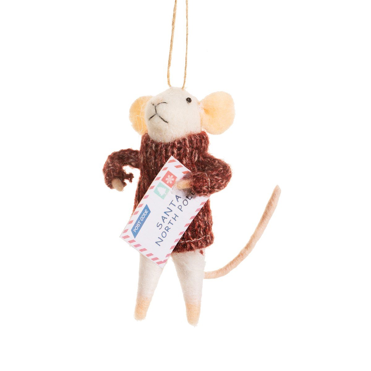 Mouse with Letter to Santa Felt Hanging Decoration - Angela Reed - Christmas Decorations