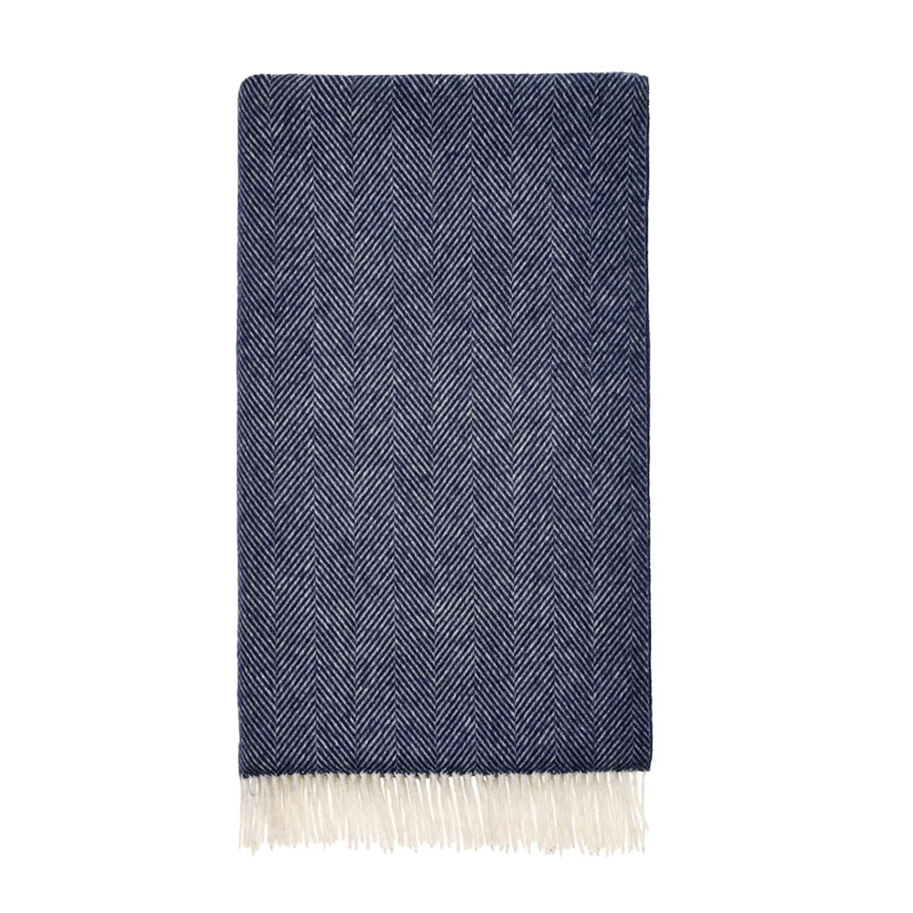 Navy Herringbone Throw by Bronte