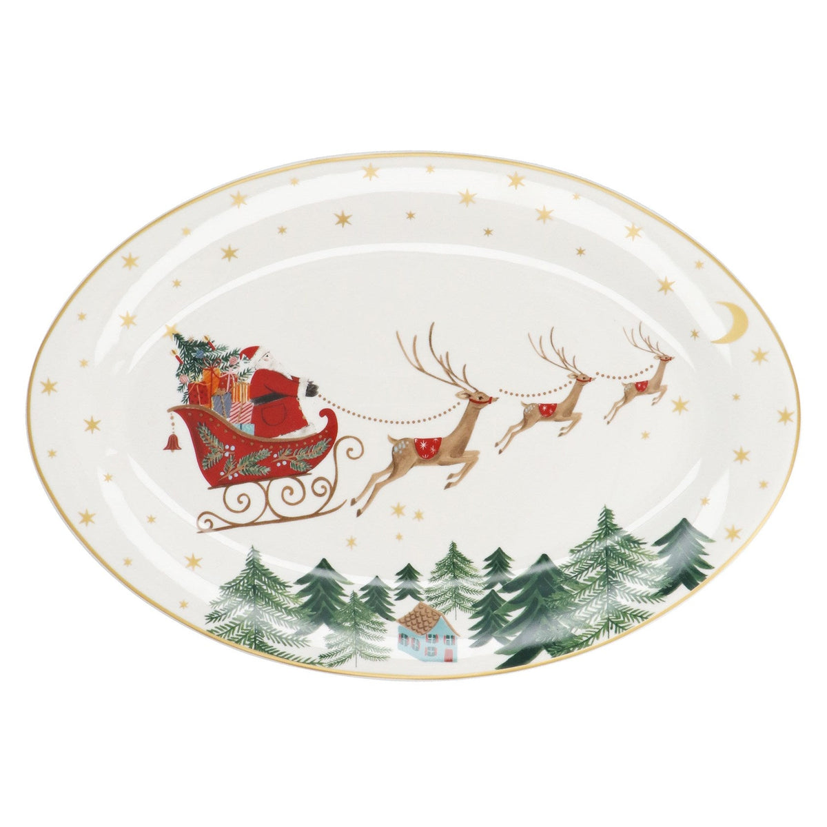 Nostalgia Sleigh Bone Oval Platter - Angela Reed - Christmas Decorations
