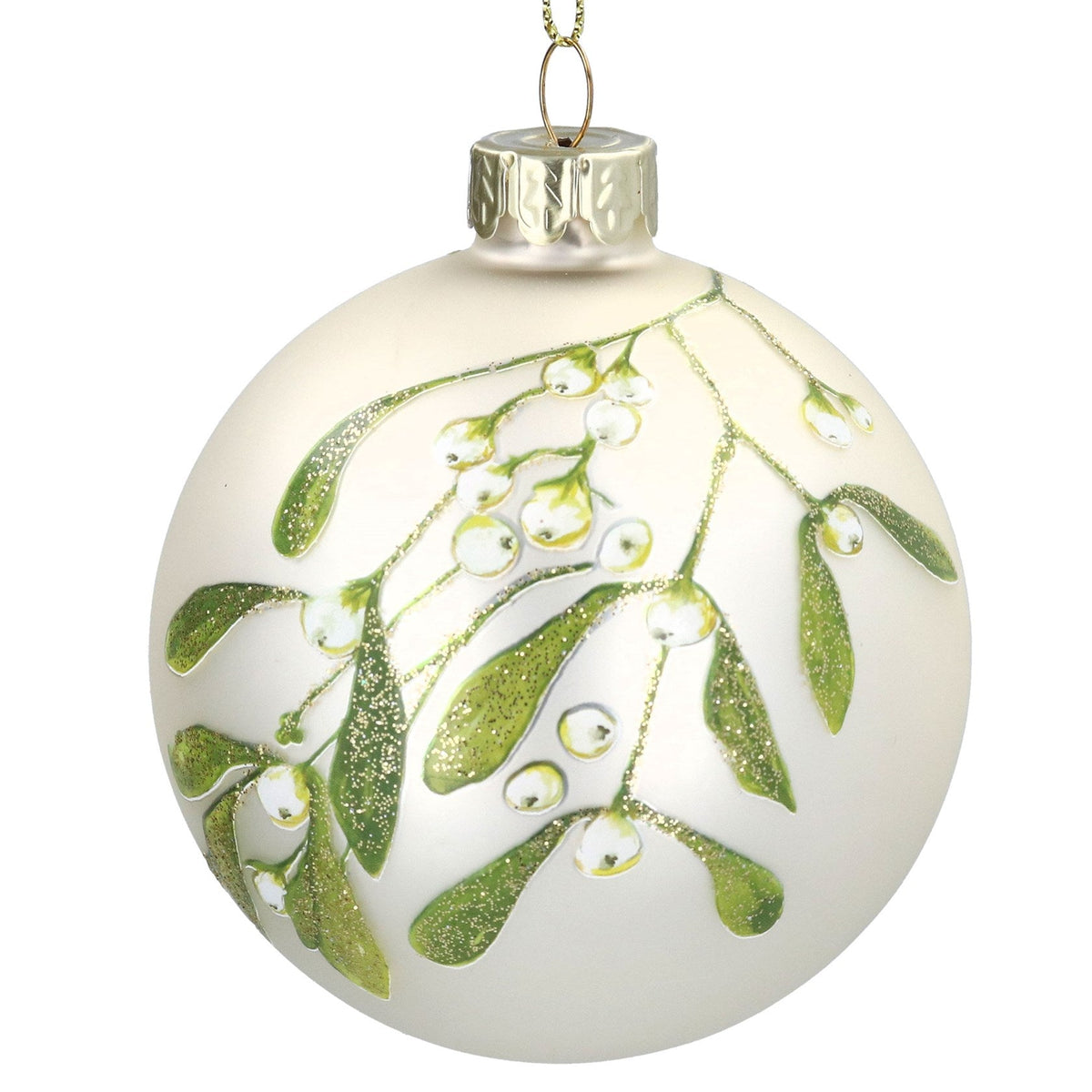 Off White Mistletoe Bauble - Angela Reed - Christmas Decorations
