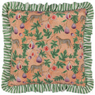 Okara Leopard And Fig Printed Ruffle Cushion