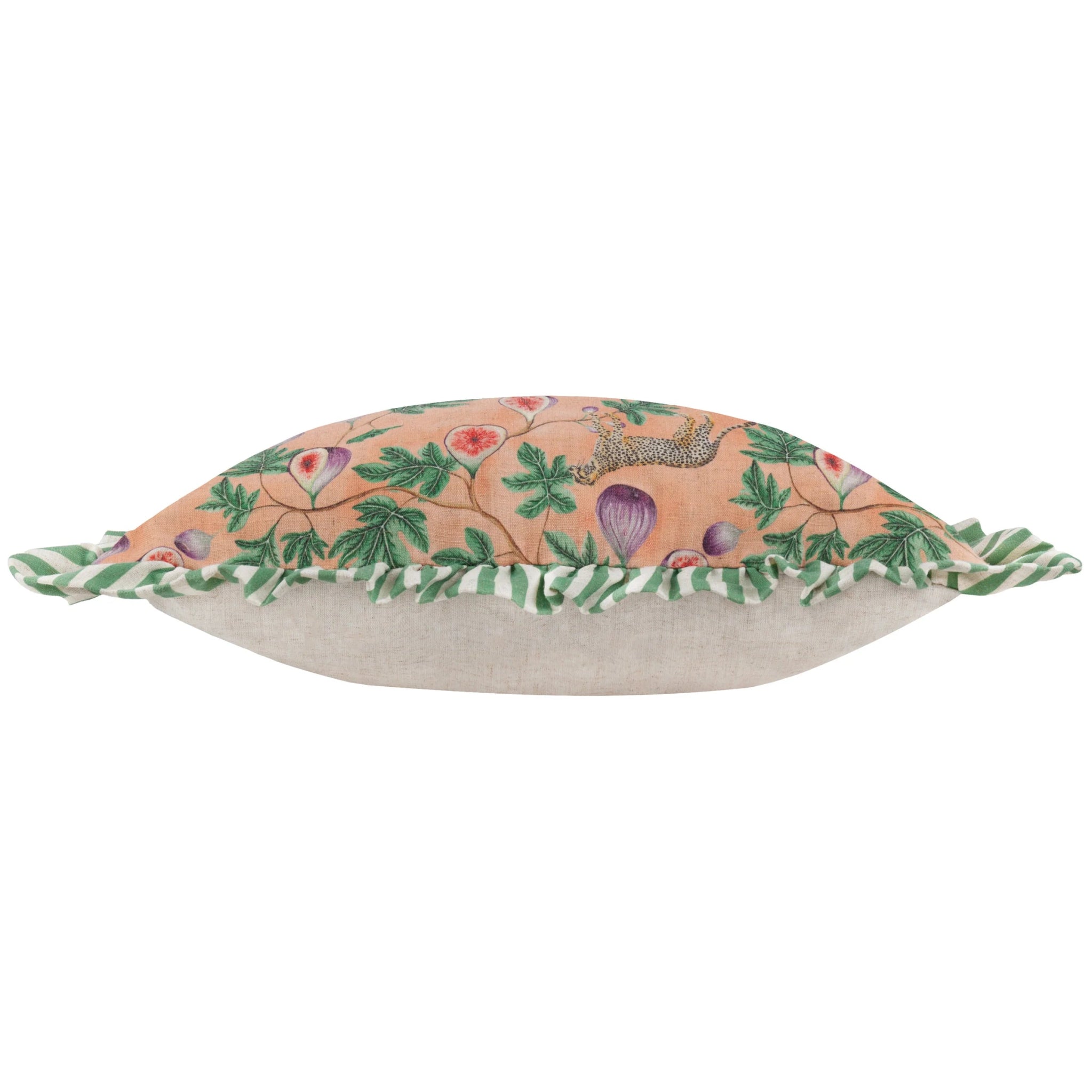 Okara Leopard And Fig Printed Ruffle Cushion