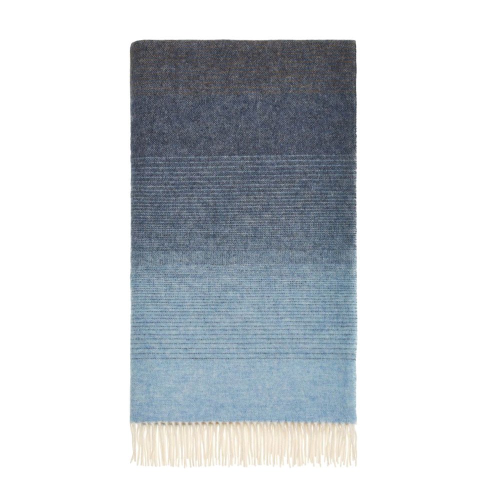 Ombre Stripe Blue & Camel Throw by Bronte