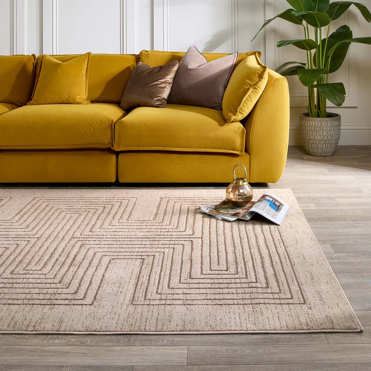 Origin Calacatta Lines Rug, Natural 67 x 230cm runner,200 x 290cm