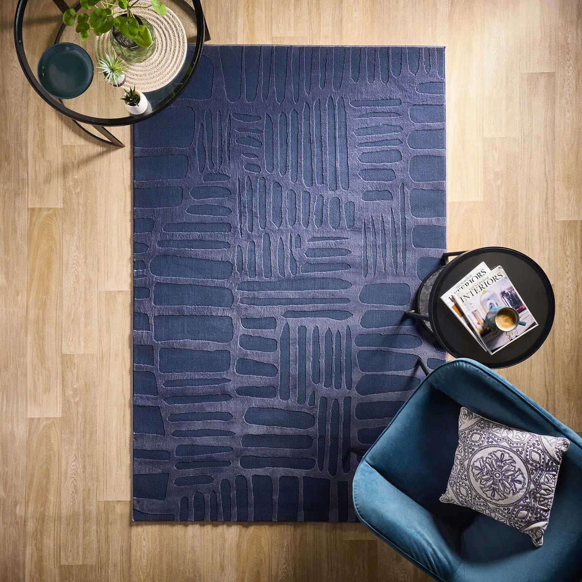 Origin Pathway, Navy Blue 80 x 150cm,120 x 170cm,160 x 230cm,67 x 200cm runner