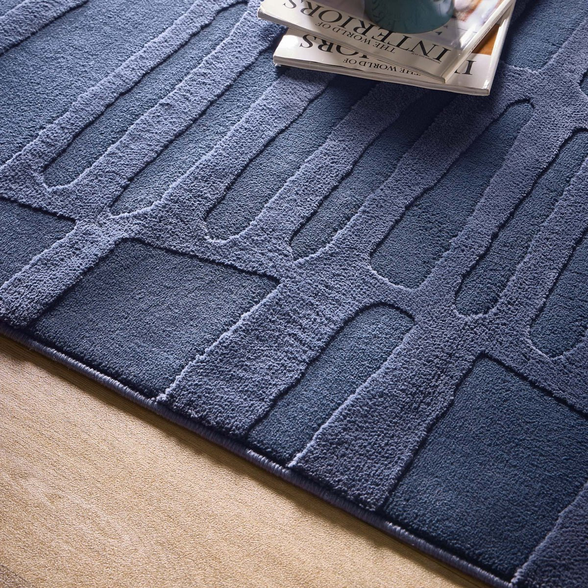 Origin Pathway, Navy Blue 80 x 150cm,120 x 170cm,160 x 230cm,67 x 200cm runner