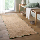 Origins Jute Scalloped Edge Rug, Green 120 x 170cm,160 x 230cm,67 x 200cm runner