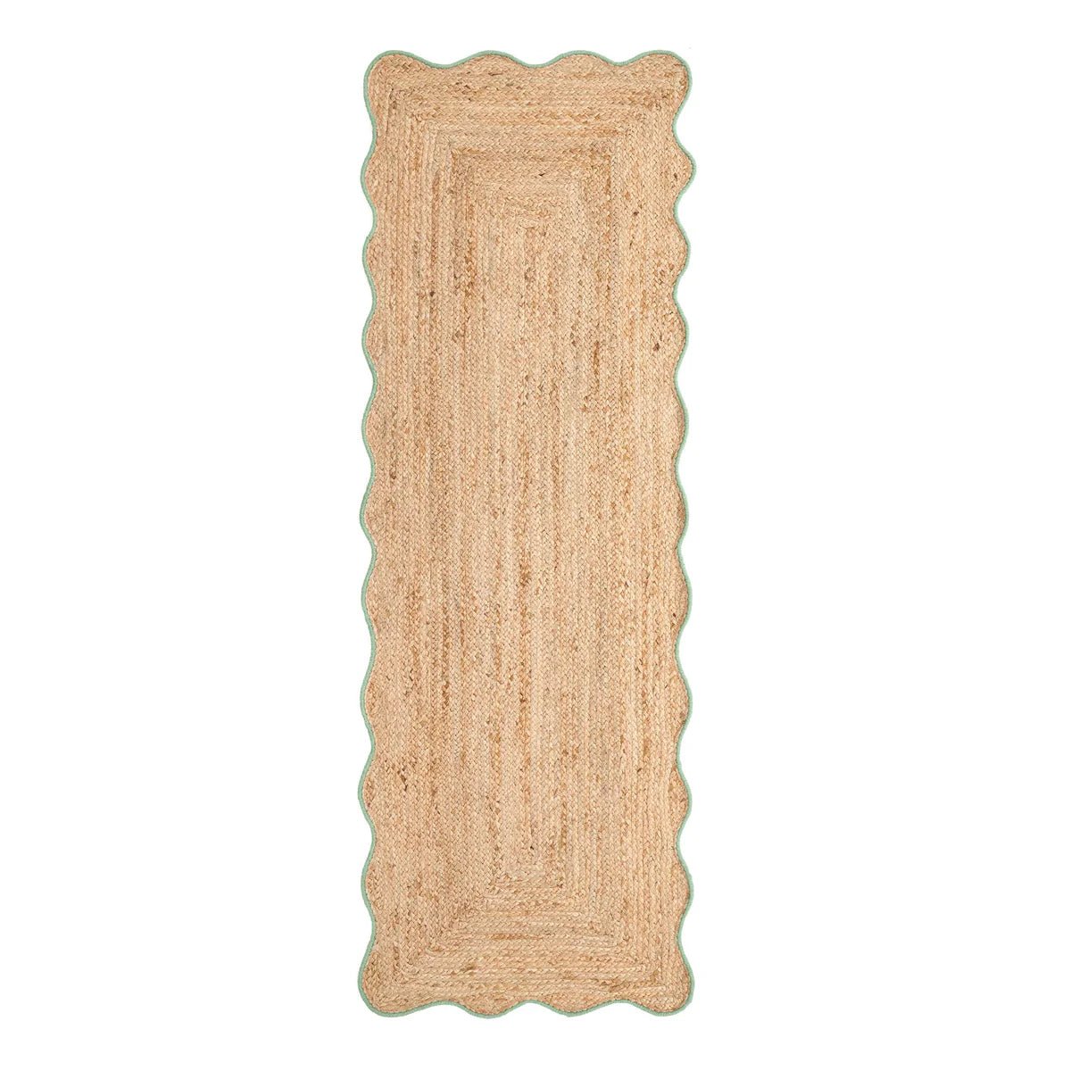 Origins Jute Scalloped Edge Rug, Green 120 x 170cm,160 x 230cm,67 x 200cm runner