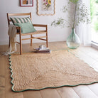 Origins Jute Scalloped Edge Rug, Green 120 x 170cm,160 x 230cm,67 x 200cm runner
