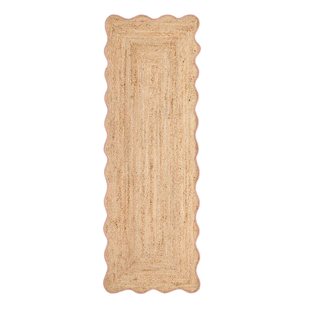 Origins Jute Scalloped Edge Rug, Peach 120 x 170cm,160 x 230cm,67 x 200cm runner
