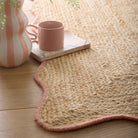 Origins Jute Scalloped Edge Rug, Peach 120 x 170cm,160 x 230cm,67 x 200cm runner