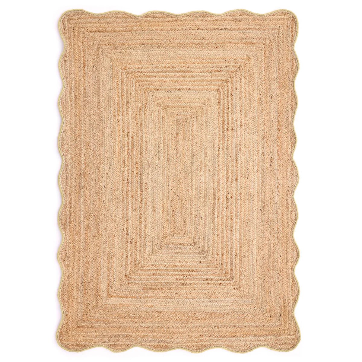 Origins Jute Scalloped Edge Rug, Yellow 120 x 170cm,160 x 230cm,67 x 200cm runner