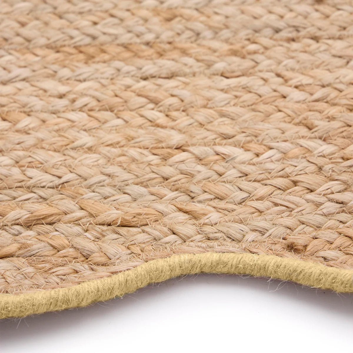 Origins Jute Scalloped Edge Rug, Yellow 120 x 170cm,160 x 230cm,67 x 200cm runner