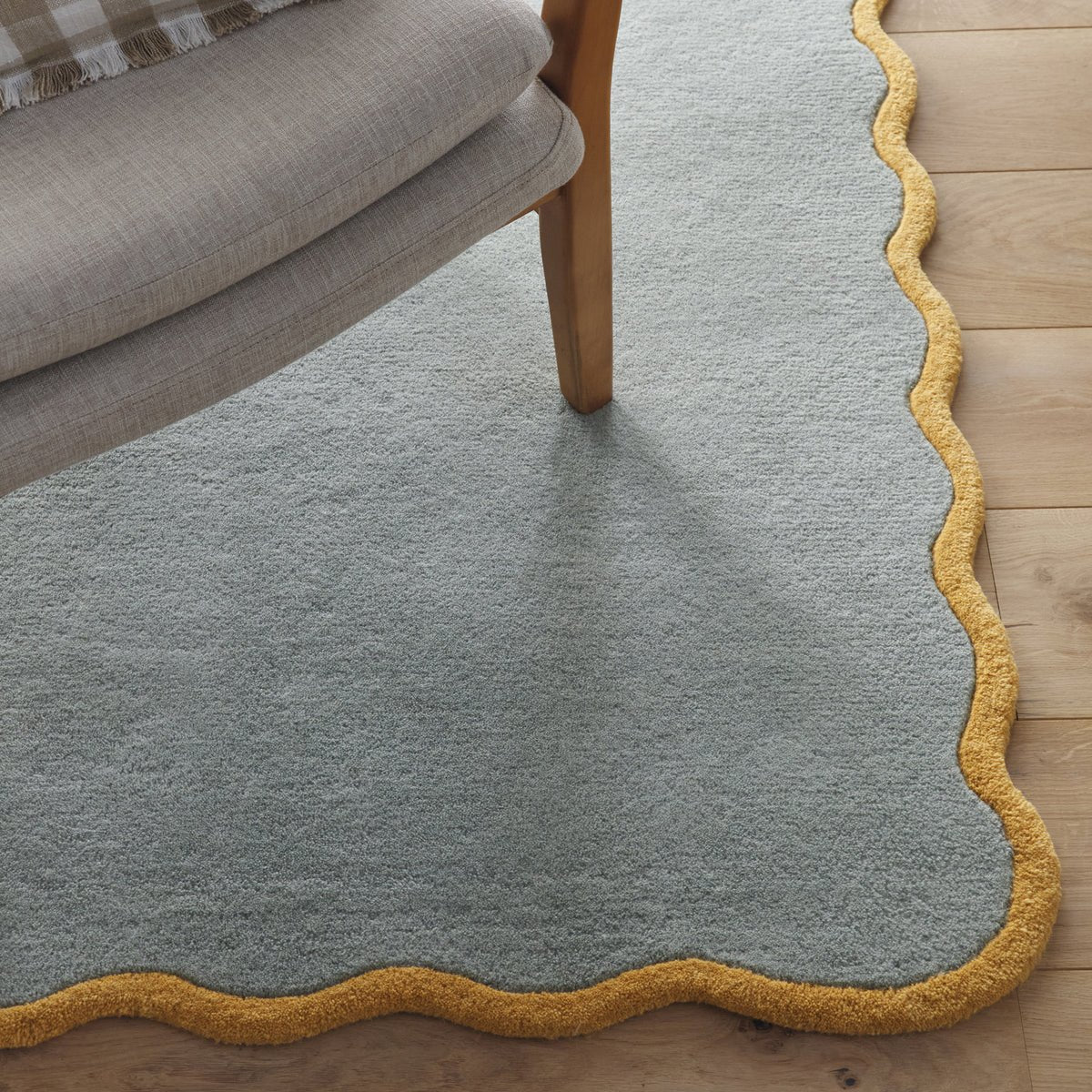 Origins Scalloped Elsie Rug, Duck Egg/Ochre 120 x 170cm,160 x 230cm,200 x 300cm,67 x 230cm runner