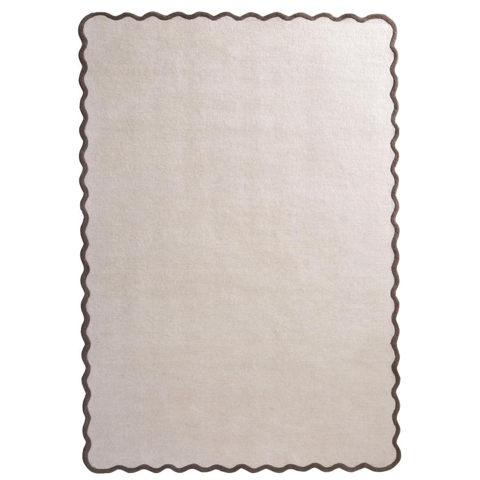 Origins Scalloped Elsie Rug, Natural/Brown 120 x 170cm,160 x 230cm,200 x 300cm,67 x 230cm runner