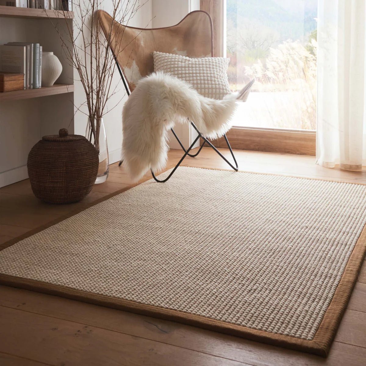 Origins Sisal Boucle Rug with Mocha Border 80 x 150cm,120 x 170cm,160 x 230cm,67 x 200cm runner