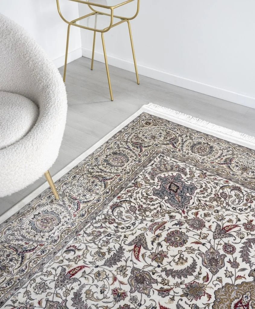 Ornate Persian Floral Ivory Rug 120 x 180cm,80 x 150cm,160 x 230cm,200 x 300cm