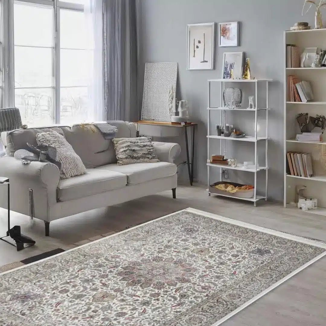 Ornate Persian Floral Ivory Rug 120 x 180cm,80 x 150cm,160 x 230cm,200 x 300cm